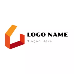 Construction Logo 3D and Gradient Red Color House logo design