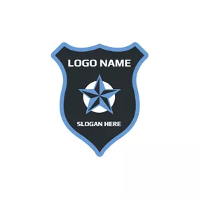 Guard Logo 3D Blue Star and Police Shield logo design