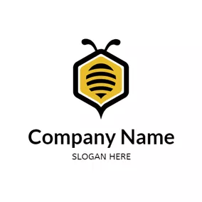 食品＆飲み物ロゴ Abstract Bee and Honey logo design