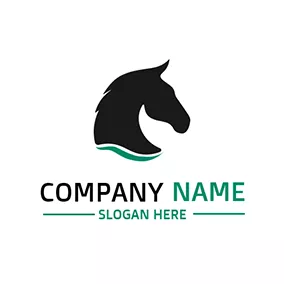 Logo Animal & Animal De Compagnie Abstract Black Horse Head logo design