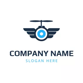 Helicopter Logo Abstract Blue Drone Icon logo design