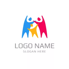 English Logo Abstract Colorful Loving Family logo design