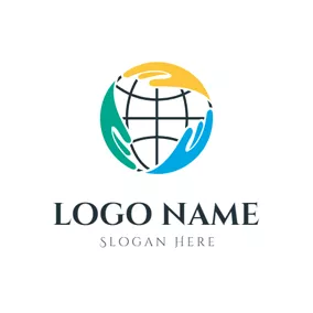 Crowd Logo Abstract Globe and Hand logo design