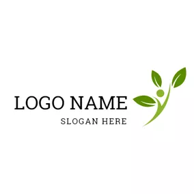 環境＆森林ロゴ Abstract Man and Green Leaf logo design