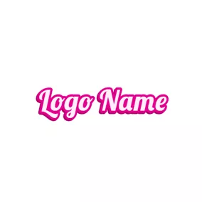 Typography Logo Artistic Pink Outlined Font Style logo design