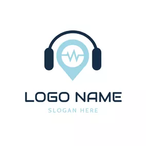 Headset Logo Audio Frequency and Headphone logo design