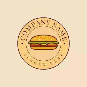 Logotipo De Comida Y Bebida Badge and Double Sandwich logo design