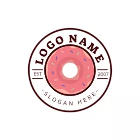 Cream Logo Badge and Yummy Doughnut logo design