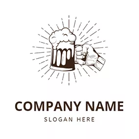 食品＆飲み物ロゴ Beer Fist Shiny and Cheers logo design