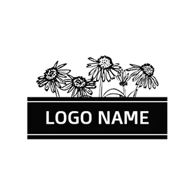 Name Logo Black and White Chrysanthemum logo design