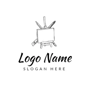 Art Logo Black and White Drawing Board logo design
