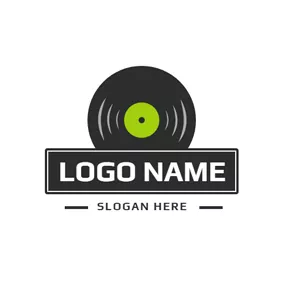 音楽ロゴ Black Banner and Vinyl logo design