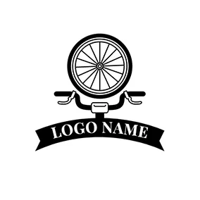 Bike Logo Black Bicycle Head and Bike Wheel logo design