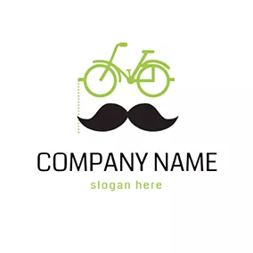 Biking Logo Black Mustache and Green Bike logo design