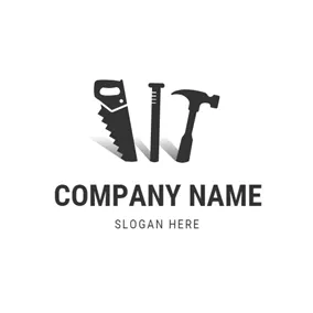 Woodworking Logo Black Saw and Nail logo design
