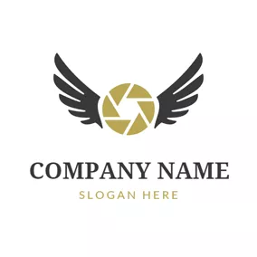 Photography Logo Black Wing and Yellow Lens logo design