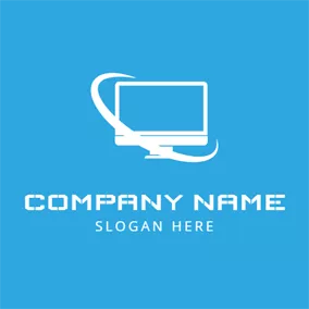 Screen Logo Blue and White Computer logo design