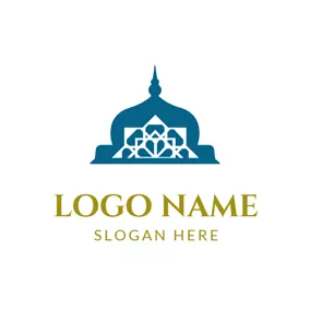 God Logo Blue and White Mosque logo design