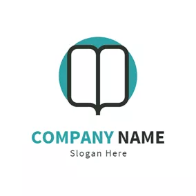 Library Logo Blue Circle and Opened Book logo design