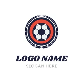 Logo Du Football Blue Feather and Encircled Football logo design