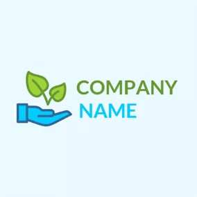 环境 & 环保Logo Blue Hand and Green Leaf logo design