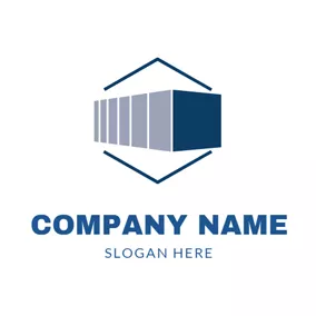 3D Logo Blue Hexagon and 3D Container logo design