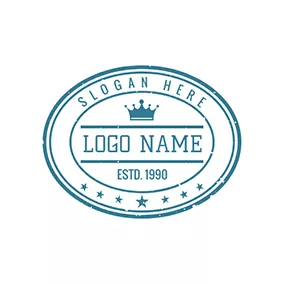 藝術 & 娛樂Logo Blue Oval Stamp With Crown logo design