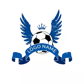 社团 & 俱乐部Logo Blue Wing and Black Football logo design