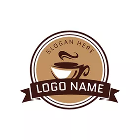 Logótipo De Comida E Bebidas Brown Circle and Chocolate Coffee logo design