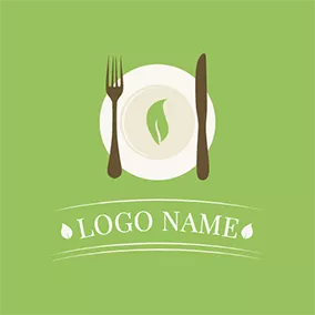 餐廳Logo Brown Knife and Fork Icon logo design