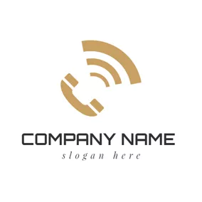 Connect Logo Brown Telephone and Signal logo design