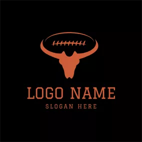 Logo Sport & Fitness Bull Head and Football logo design