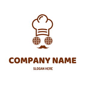 Logótipo De Comida E Bebidas Chef Hat Mustache Waffle logo design