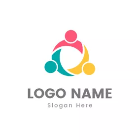 Community Logo Circle and Abstract Colorful Person logo design