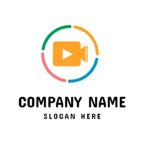 YouTube Channel Logo Colorful Circle and Film Projector logo design