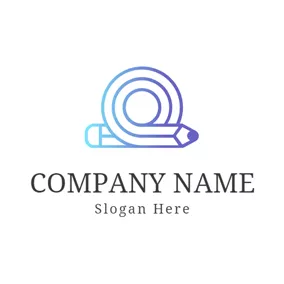Writing Logo Curving Blue Pencil logo design
