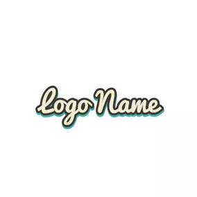 Cool Text Logo Cute Khaki Handwritten Font Style logo design