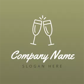 Wine Logo Double Cups and Wine Party logo design