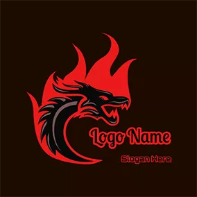 レストランロゴ Fire and Dragon logo design