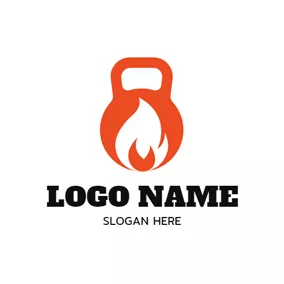 Sports & Fitness Logo Fire and Kettle Bell logo design