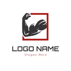 Wrestling Logo Frame and Strong Arm logo design