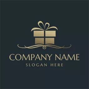 Logótipo De Armazenagem Golden Gift Box and Birthday logo design