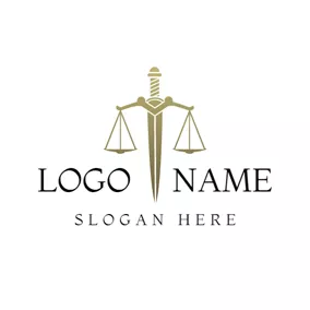 Attorney & Law Logo Golden Sword and Balance logo design