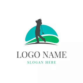 运动 & 健身Logo Golf Course and Golf Player logo design