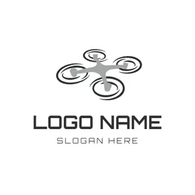 Drone Logo Gray and Black Quadrocopter logo design