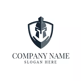 Armour Logo Gray Shield and Soldier logo design