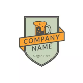 Beer Logo Green and Orange Beer logo design