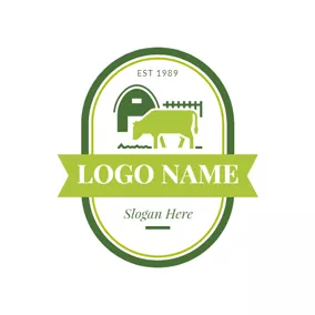 農業Logo Green Bull and Stock Farming logo design