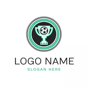 Logotipo De Fútbol Green Circle Football Trophy logo design