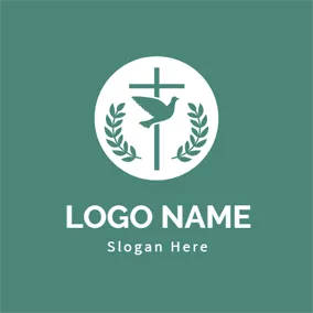Logo De La Religion Green Cross and Dove logo design